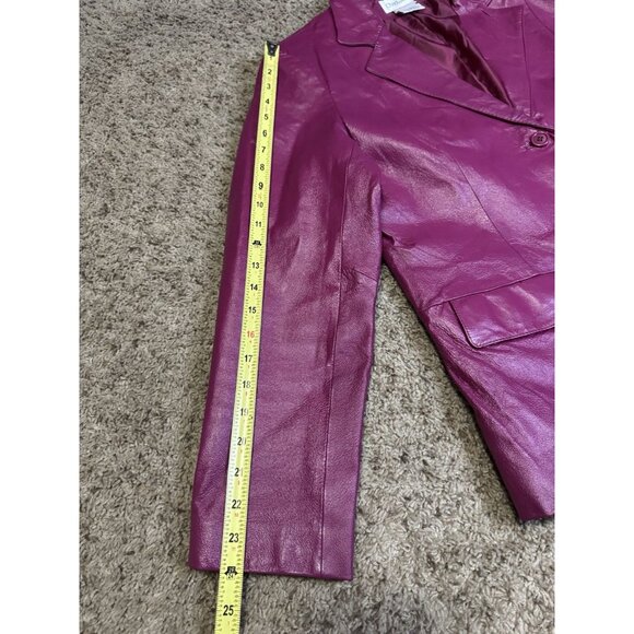 CHADWICKS Fuchsia Leather Jacket Blazer 2-Button Preppy Classic Academia 14 - Picture 8 of 11